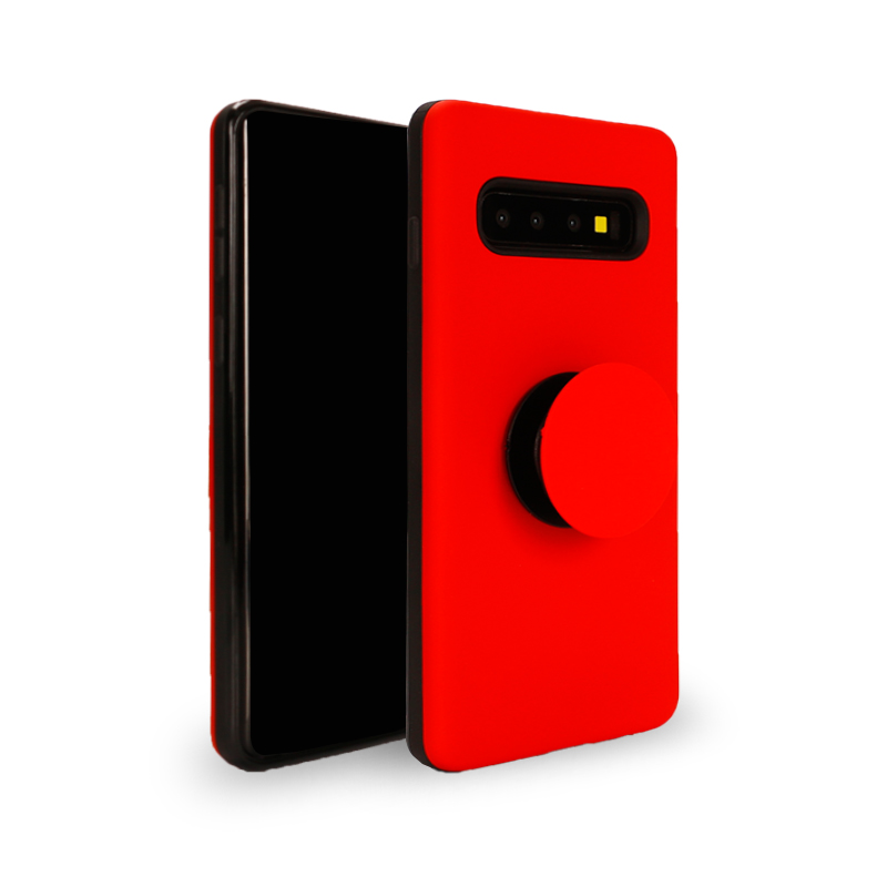 Galaxy S10 Pop Up Grip Stand Hybrid Case (Red)